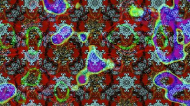 Robot resim tarzı kırmızı ve kahverengi renkler. Raster illüstrasyonu. Raster illüstrasyonu. El yapımı çiçek ve bitki koleksiyonu. Şirin karalamalı çiçek deseni çiz..