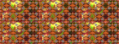 Tekstil için dikişsiz suluboya desen. Şirin çiçekler, desenli, kahverengi ve turuncu renklerde renksiz desenler. El çizimi çiçek pürüzsüz desen (taş)).