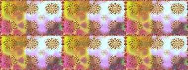 Nazikçe, güzel çiçek arkaplanı. Çiçekli karalama şeklinde Raster çiçek deseni. Tarafsız ve sarı renkte çiçekler.