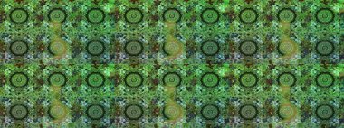 Geleneksel raster ve altın desen. Damask pürüzsüz süsü. Yeşil renkler üzerinde klasik oryantal desen.