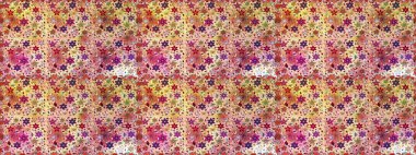 Düz Çiçek Elementleri Tasarımı. Renkli Bahar Temalı Kusursuz Arkaplan. Raster..
