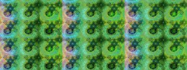 Soyut etnik raster çizim kalıbı. Çiçekler. Vadinin çiçekleri yeşil ve mavi renklerde.