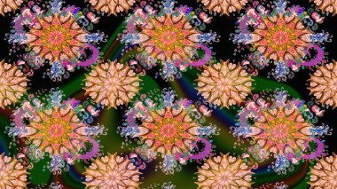 Kahverengi renkli çiçekler. Düz Çiçek Elementleri Tasarımı. Sevimli çiçek raster deseni. Renkli Yaz Teması çizim şablonu.