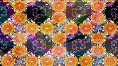 Sketch Floral Pattern in Raster illustration. Fancy fabric pattern. Colour Spring Theme sketch pattern Background. Flat Flower Elements Design.