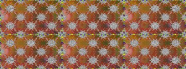 Düz Çiçek Elementleri Tasarımı. Renkli Bahar Temalı Kusursuz Arkaplan. Kahverengi ve gri renkli çiçekler. Raster illüstrasyonunda kusursuz çiçek deseni.