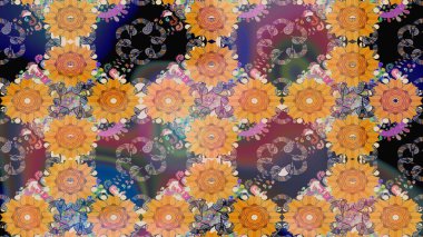 Düz Çiçek Elementleri Tasarımı. Turuncu renkli çiçekler. Güzel çiçek deseni. Renkli Bahar Teması çizim şablonu.