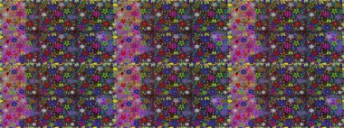 Asya tekstil tarzında. Kahverengi ve mor renkli çiçekler. Kusursuz çiçek deseni. Raster illüstrasyonu. Raster illüstrasyonu.