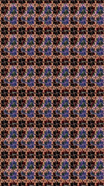 Raster illüstrasyonu. Siyah, kahverengi ve bej renkli çiçekler. Çiçek desenli eskiz, vuruşlar, sıçramalar, yaz çiçekleri..