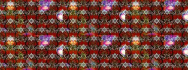 Raster Illustrasyon 'daki Çiçek Deseni' nin son moda çizimi. Kahverengi ve kırmızı renkte çiçekler. Renkli Yaz Temalı eskiz kalıbı. Düz Çiçek Elementleri Tasarımı.