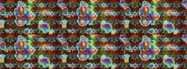 Raster illüstrasyonundaki çiçek desenli çizim. Kahverengi ve gri renkli çiçekler. Renkli Bahar Teması eskiz kalıbı. Düz Çiçek Elementleri Tasarımı.