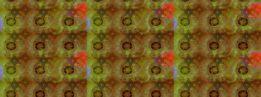 Soyut etnik raster çizim kalıbı. Kabile sanatı boho baskısı, klasik çiçek arkaplanı. Arkaplan dokusu, duvar kağıdı, kahverengi ve yeşil renkli çiçek teması.