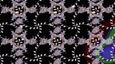 Siyah, nötr ve gri renkte çiçekler. Raster illüstrasyonunda çiçek deseni çizimi.