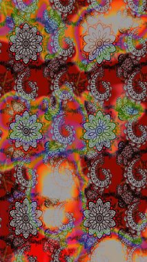 Raster deseni. Kahverengi ve gri renklerde. Raster illüstrasyonu. Küçük çiçekteki sevimli çiçek deseni. Soyut çiçek çizim kalıbı arkaplanı.