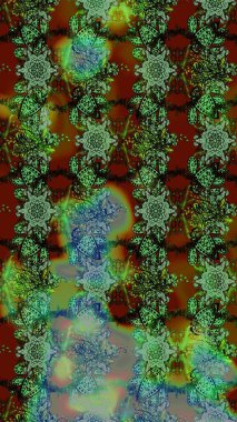 Çiçekli çiçek deseni, suluboya. Renkli Bahar Teması eskiz kalıbı. Düz Çiçek Elementleri Tasarımı. Raster illüstrasyonu. Çiçekler yeşil, kahverengi ve gri renklerde.