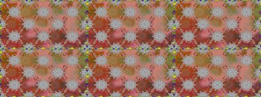 Kabile sanatı boho baskısı, klasik çiçek arkaplanı. Arkaplan dokusu, duvar kağıdı kahverengi ve gri renkli çiçek teması. Soyut etnik raster pürüzsüz desen.