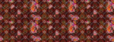 Eskiz arkaplan modeli. Raster hisseleri. Kahverengi üzerine çiçekler. Suluboya, elle çizilmiş.