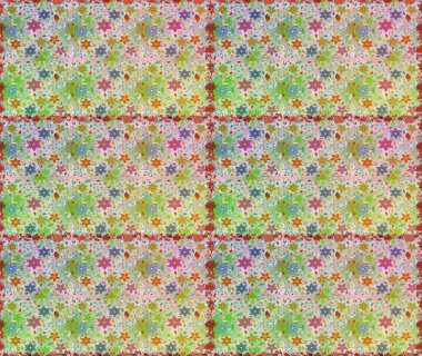 Tarafsız ve yeşil renklerde parlak çiçekli halı deseni.