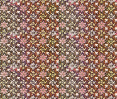 Çiçek buketleriyle klasik bir eskiz şekli. Kahverengi renklerde. Raster illüstrasyonu.