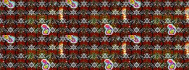 Raster illüstrasyonundaki çiçek desenli çizim. Gri ve kahverengi renkte çiçekler.