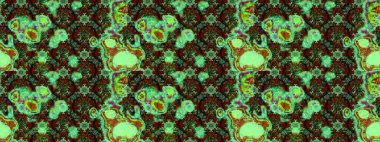 Çiçekli karalama şeklinde Raster çiçek deseni. Nazik, narin çiçek arkaplanı. Yeşil ve kahverengi renkte çiçekler.