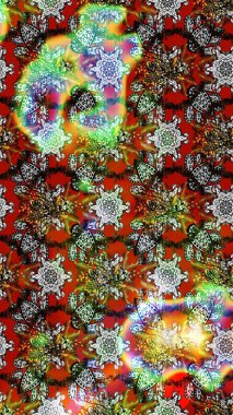 Nakış desenli çiçek deseni. Renkli grunge, soyut arkaplanı kologri ve kahverengi çiçeklerle süslüyor. İzler, kumaş, duvar kağıtları, tekstil için raster dokusu.