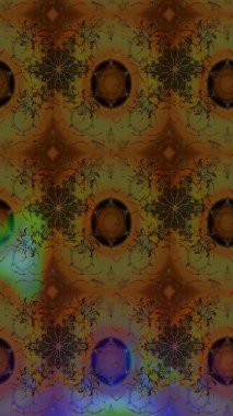 Kahverengi ve yeşil renkler üzerine çiçek desenli eskiz, el yapımı papatyalar, papatyalar. Tekrarlayan çiçek arkaplanı, zarif kahverengi ve yeşil çiçek duvar kağıdı.