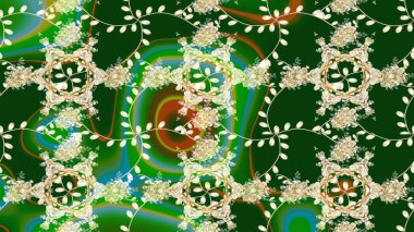 Yeşil renkli çiçekler. Raster illüstrasyonunda çiçek deseni çizimi.