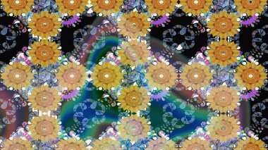 Çiçek mavisi eskiz deseni. Raster çiçek izi. Klasik taslak çizimi. Raster Yumuşak kumaş deseni.