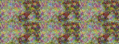 Çiçeksiz desenli nakış işlemeli gelincikler ve vadideki zambaklar. Raster geleneksel çiçek buketi yeşil ve nötr renklerde tekstil tasarımı için.