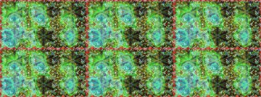 Yeşil renkler ve altın elementler üzerinde altın pürüzsüz desen. Tekrarlayan elementlerle soyut arkaplan oluşturun. Raster illüstrasyonu. Kusursuz, klasik altın desen..