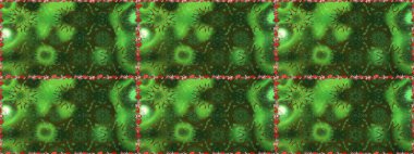 Çocuksu tasarım. Yeşil ve gri arka planda. El çizimi çiçekli, pürüzsüz bir desen. Tekstil, kumaş, ambalaj, hatıra defteri için güzel çiçek arkaplanı..