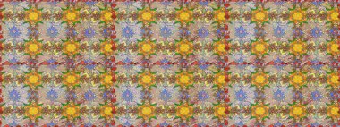 Çiçekli karalama şeklinde Raster çiçek deseni. Çiçekler bej ve nötr renklerde. Nazik, narin çiçek arkaplanı.