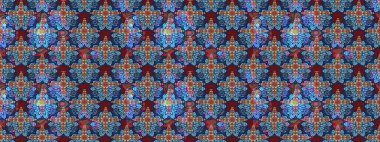 Çiçek ve yapraklı karalama şeklinde Raster çiçek deseni. Yumuşak, bahar çiçekleri mavi ve kırmızı renklerde. Raster illüstrasyonu.