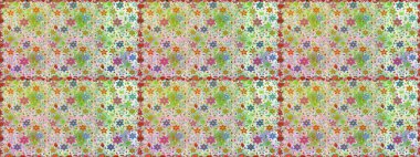 Tarafsız ve yeşil renklerde çiçekler. Çiçekli kusursuz retro desen. Düz Çiçek Elementleri Tasarımı. Renkli Yaz Temalı Kusursuz Arkaplan.