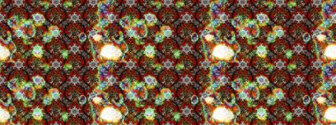 Suluboya tarzında kahverengi renkte. Raster illüstrasyonu. Küçük çiçekli bahar deseni çiz.