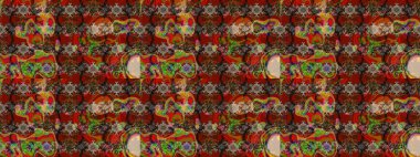 Sevimli çiçek raster deseni. Modaya uygun kumaş deseni. Renkli Yaz Temalı eskiz kalıbı. Düz Çiçek Elementleri Tasarımı.