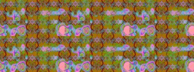 Çiçekli çiçek deseni, suluboya. Kahverengi ve yeşil renkli çiçekler. Renkli Bahar Teması çizim kalıbı. Düz Çiçek Elementleri Tasarım Raster illüstrasyonu.