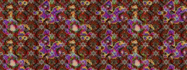 Çiçek desenli çizim. Raster illüstrasyonu. Asya tekstil tarzında. Güzel kumaş deseni. Renkli Bahar Teması eskiz kalıbı. Düz Çiçek Elementleri Tasarımı.