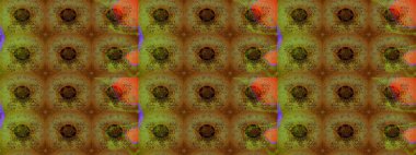 Çiçekli karalama şeklinde Raster çiçek deseni. Nazik, narin çiçek arkaplanı. Kahverengi ve yeşil renkte çiçekler.