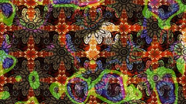 Raster çiçek desenli çiçek deseni, yapraklar, dekoratif elementler, sıçrama, lekeler, el çizimi kontur çizgileri ve Doodle çizim stili, grafik raster çizim çizimi.