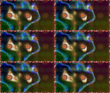 Kahverengi ve gri renkli çiçekler. Kumaş desenli papatya çiçekleri ayrıntıları.