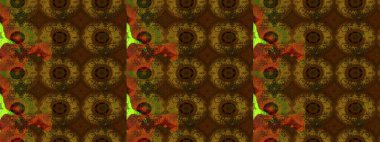 Kahverengi ve gri renklerde. Raster illüstrasyonu. Çiçekli güzel suluboya desen.