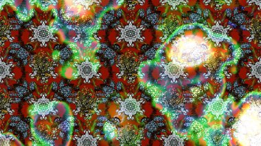 Suluboya çiçekli çiçek deseni. Raster illüstrasyonu. Yeşil ve kahverengi renkli güzel tekstil.