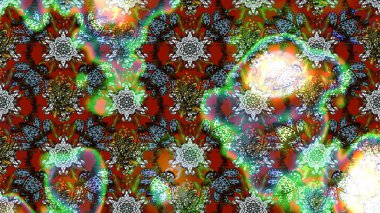 Suluboya çiçekli çiçek deseni. Raster illüstrasyonu. Yeşil ve kahverengi renkli güzel tekstil.