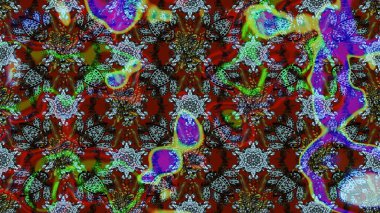 Raster illüstrasyonundaki çiçek desenli çizim. Kahverengi ve kırmızı renkte çiçekler.