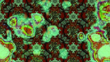 Çiçekli karalama şeklinde Raster çiçek deseni. Nazik, narin çiçek arkaplanı. Yeşil ve kahverengi renkte çiçekler.