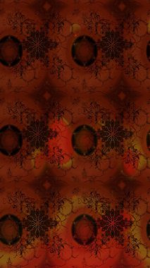 Varicolobrown ve Red Raster çizimi. Bir sürü kahverengi ve kırmızı soyut çiçekli tropik eskiz deseni. Küçük çiçekte sevimli çiçek deseni var..