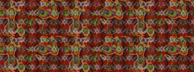 Çiçekli karalama şeklinde Raster çiçek deseni. Kahverengi renkli çiçekler. Yumuşak, bahar çiçekli arka plan.