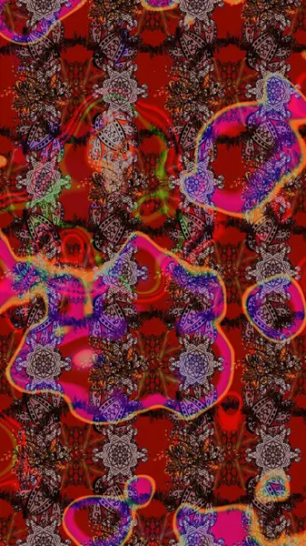 Kahverengi ve kırmızıda çiçekler. Eskiz arkaplan modeli. Suluboya, elle çizilmiş. Raster stoku.