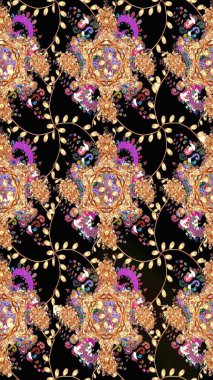 Raster güzel kumaş deseni çiziyor. Renkli Bahar Teması eskiz kalıbı. Düz Çiçek Elementleri Tasarımı. Çiçek deseni.